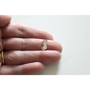 Sterling Silver Tiny Sitting Cat Charm, Simple Cat Cut Out Pendant